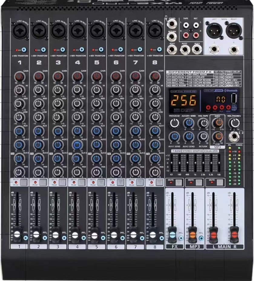 Mezcladora Gochanmi MX8 Pro, 8 canales con DSP